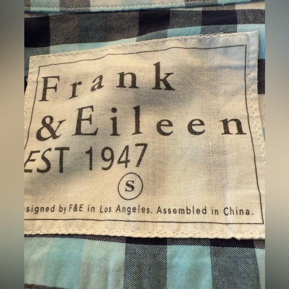 Frank & Eileen Paul Blue Plaid cotton long sleeve button up shirt S/M Very good - Picture 5 of 8